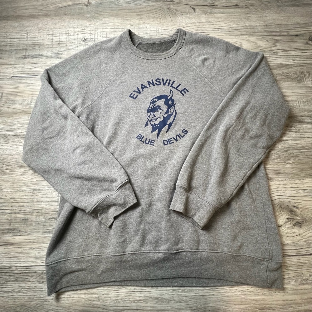 Unbranded Evansville Blue Devils Sweatshirt Mens XL Gray Raglan Graphic Pullover